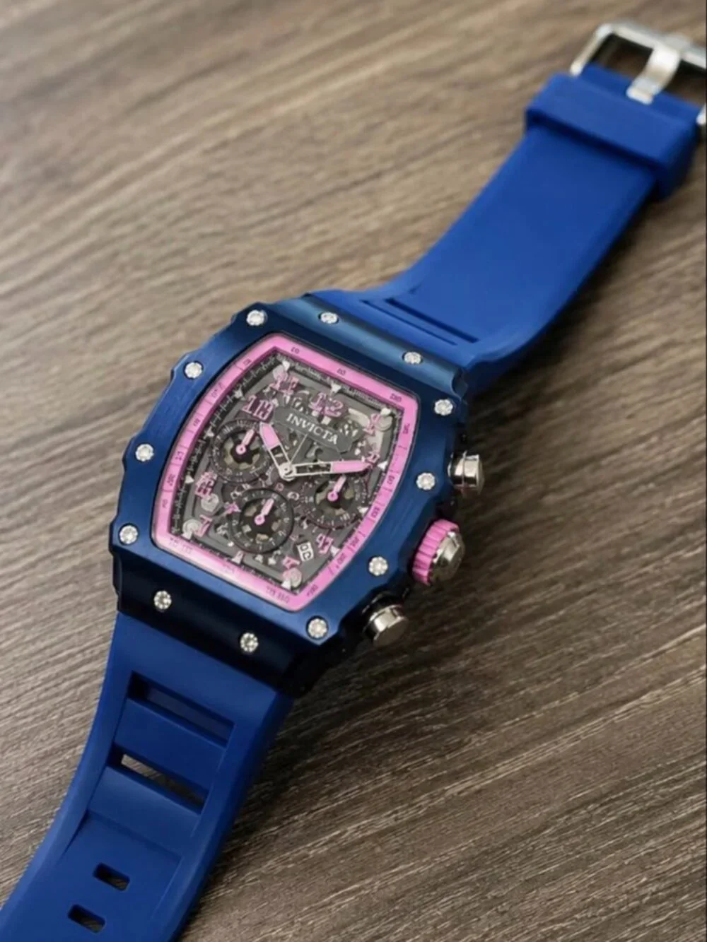 Invicta Racing Valxor 40mm Blue & Pink Quartz Chronograph Watch | New with Box &